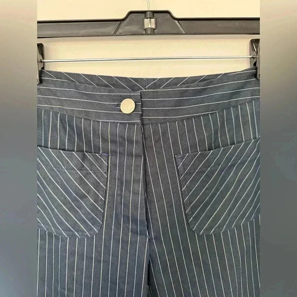 Lilly Pulitzer pinstriped trousers size 2 Navy blue with white stripes Vintage - Picture 2 of 5